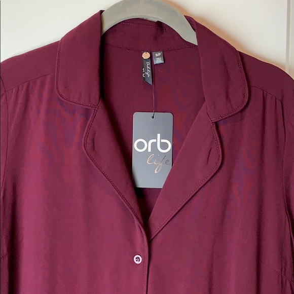 Wine short sleeve button up blouse - Picture 3 of 8